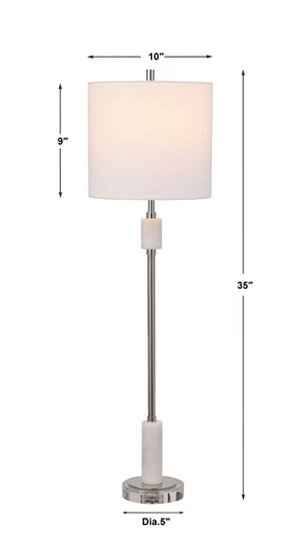 TWO SUSSEX MODERN 35" MARBLE & POLISHED NICKEL TABLE BUFFET LAMP UTTERMOST 29793 - Picture 6 of 7