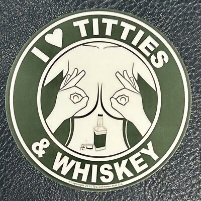 I Love Titties And Whiskey Sticker Funny 3  Round Heart