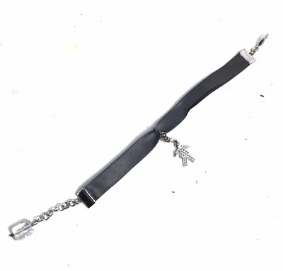 Bracelet Ruban Orné D’une Breloque En Argent Et Strass - Photo 1/3