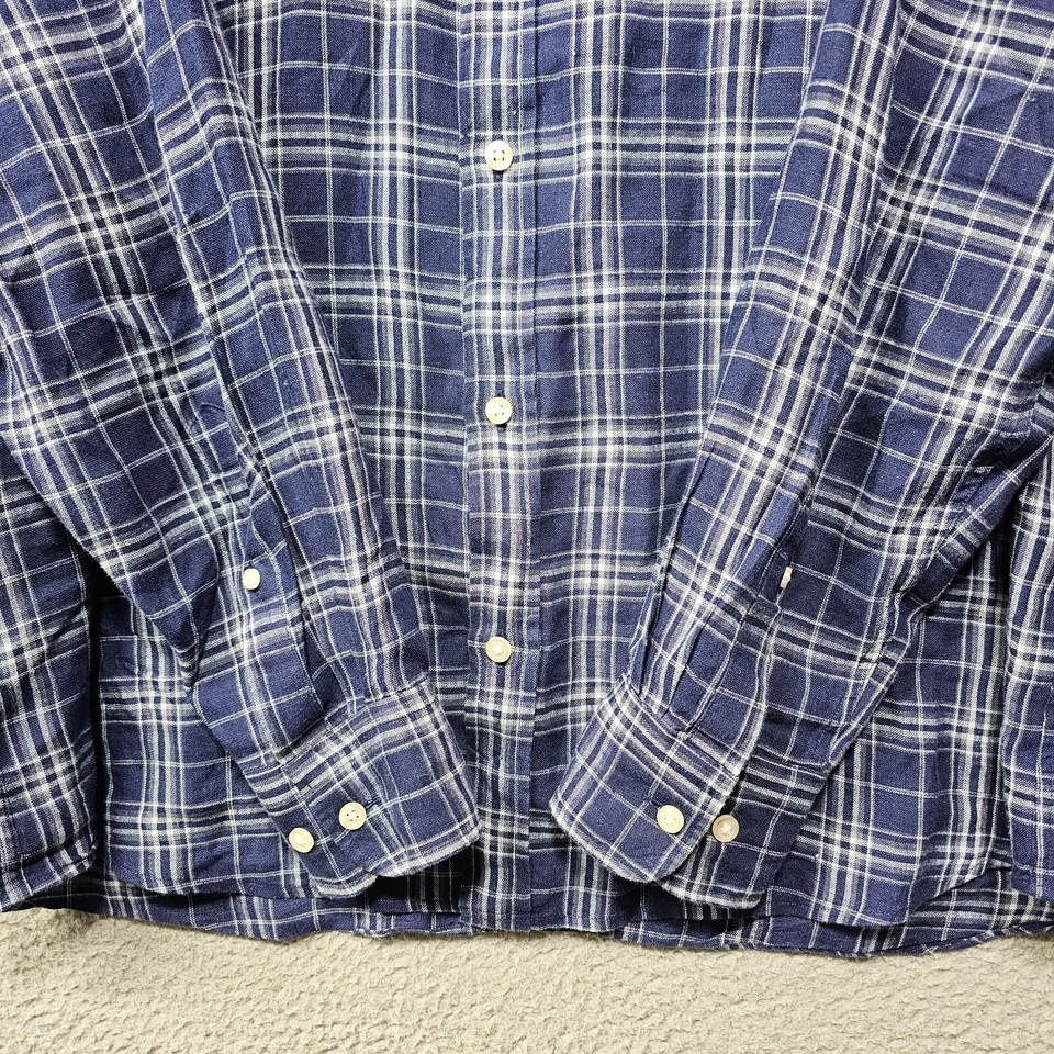 Camisa Charles Tyrwhitt Para Hombre Grande Azul A Cuadros Calce Clásico Lino Abotonada Foto 4 de 4