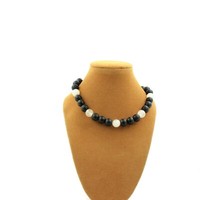 Steine Und MinéRaux. Halskette Perlen Schwarz Onyx Matt + Rosenquarz 8 MM Kette