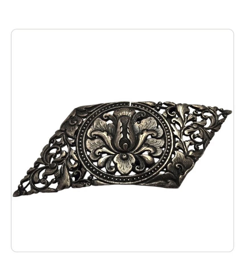 Antique 800 Silver Orchid Flower Nurses Floral Buckle - Image 4 of 4