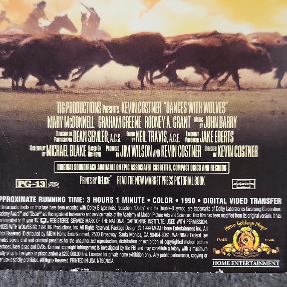 Dances with Wolves (VHS, 1999, Contemporary Classics) Kevin Costner MGM - Image 4 of 4