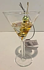 Dirty Martini Glass/Resin Christmas Ornament w/Olives Bar Decor 
