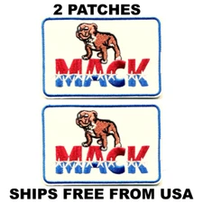 2 Mack Trucks Bulldog Patch Truck Trucking Iron-On Embroidered Replica 2.5" x 4"
