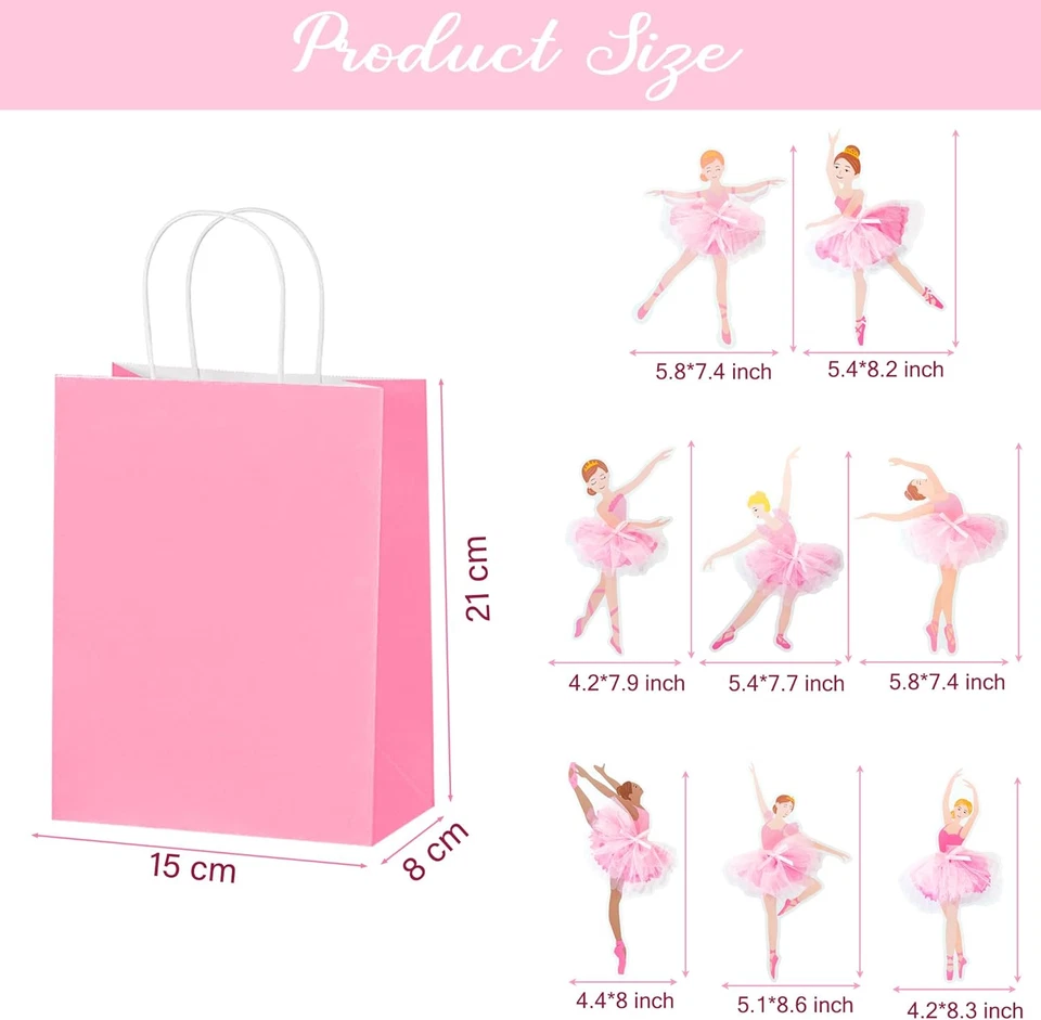 Ballerina Favor Bags 12PCS Ballet Dance Treat Bags Ballerina Birthday Party Supp - Imagem 4 de 4