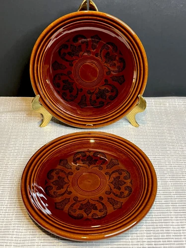Set Of 2 Snack Plate 6.5" SHEFFIELD AMBERSTONE HOMER LAUGHLIN FIESTAWARE MCM VTG