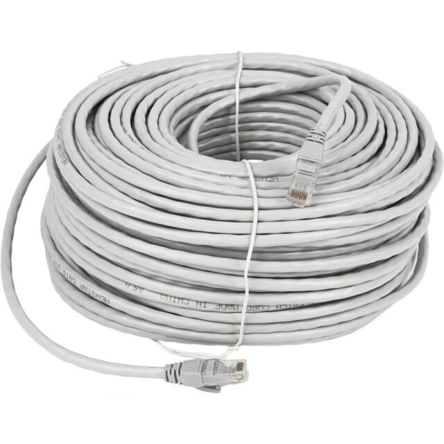 200FT Cat6 PoE IP Camera NVR Ethernet Cable Outdoor/Indoor RJ45 Jacks Cord Wire QB10845