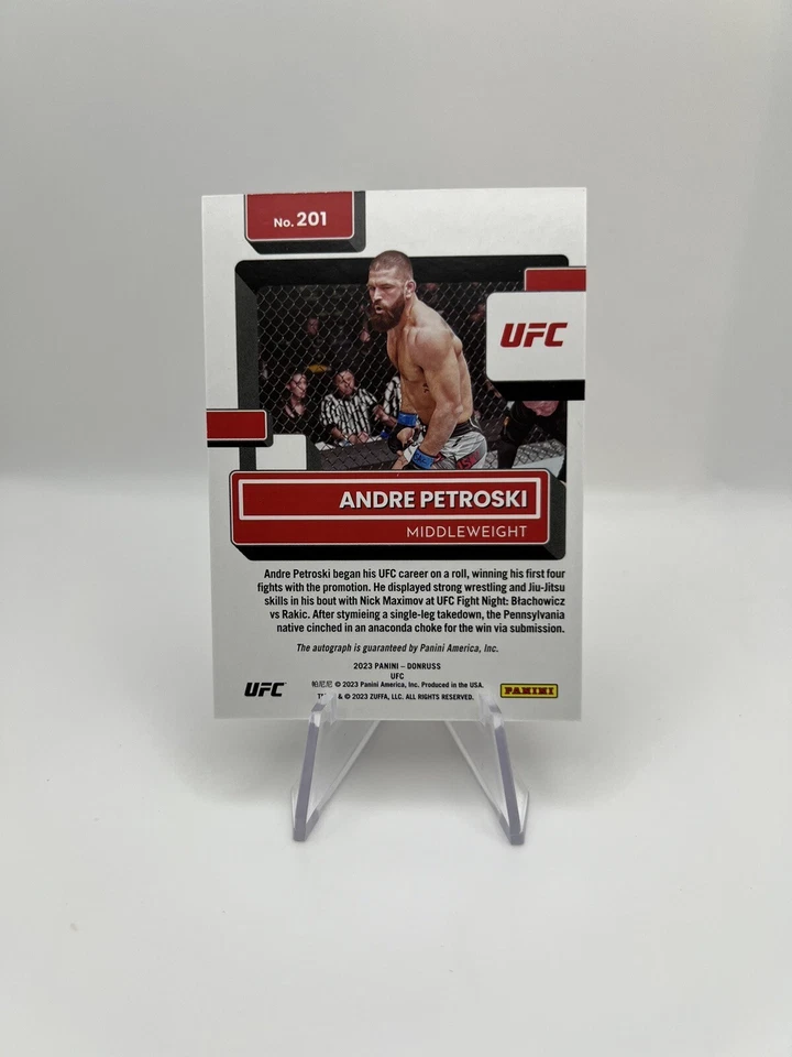 2023 Panini Donruss UFC Andre Petroski RC Rated Rookie Signatures Auto #201 - Image 2 of 2