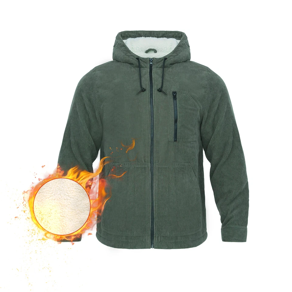 Chaqueta con Capucha de Vellón Forrada Sherpa para Hombre - Abrigo Cálido de Invierno con Cremallera Completa Pesado Foto 4 de 4