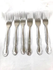 Lot Of 6 Delco Dinner Forks Melinda  silverware tableware stainless 