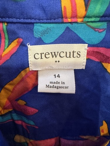 J.Crew Crewcuts Boys Hawaiian Floral Short Sleeve Button Down Shirt, Size 14 - Picture 3 of 5