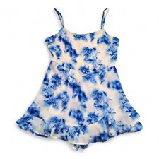 Altar'd State Blue Tie-Dye Ruffle Romper Sz S