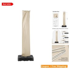 Elegant Beige Outdoor Patio Umbrella Cover with Zipper - 20.3" x 26.1" x 101.6"