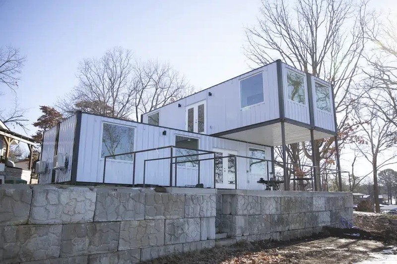 Shipping Container Home - 1280 sq ft, 3 bed 2story with perpendicular cantilever
