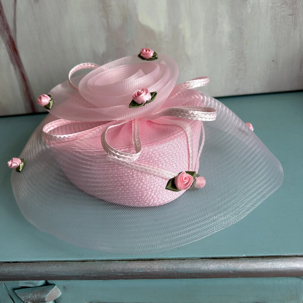 Vintage Hat Fascinator Womens One Size Pink Ruffle Mesh Polka Dot Party 50s 1 Pc Fascinators Hats For Women Pillbox Hat 20s 30s 50s  main image 3