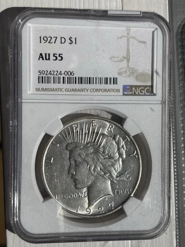 1927-D Silver Peace Dollar NGC AU 55