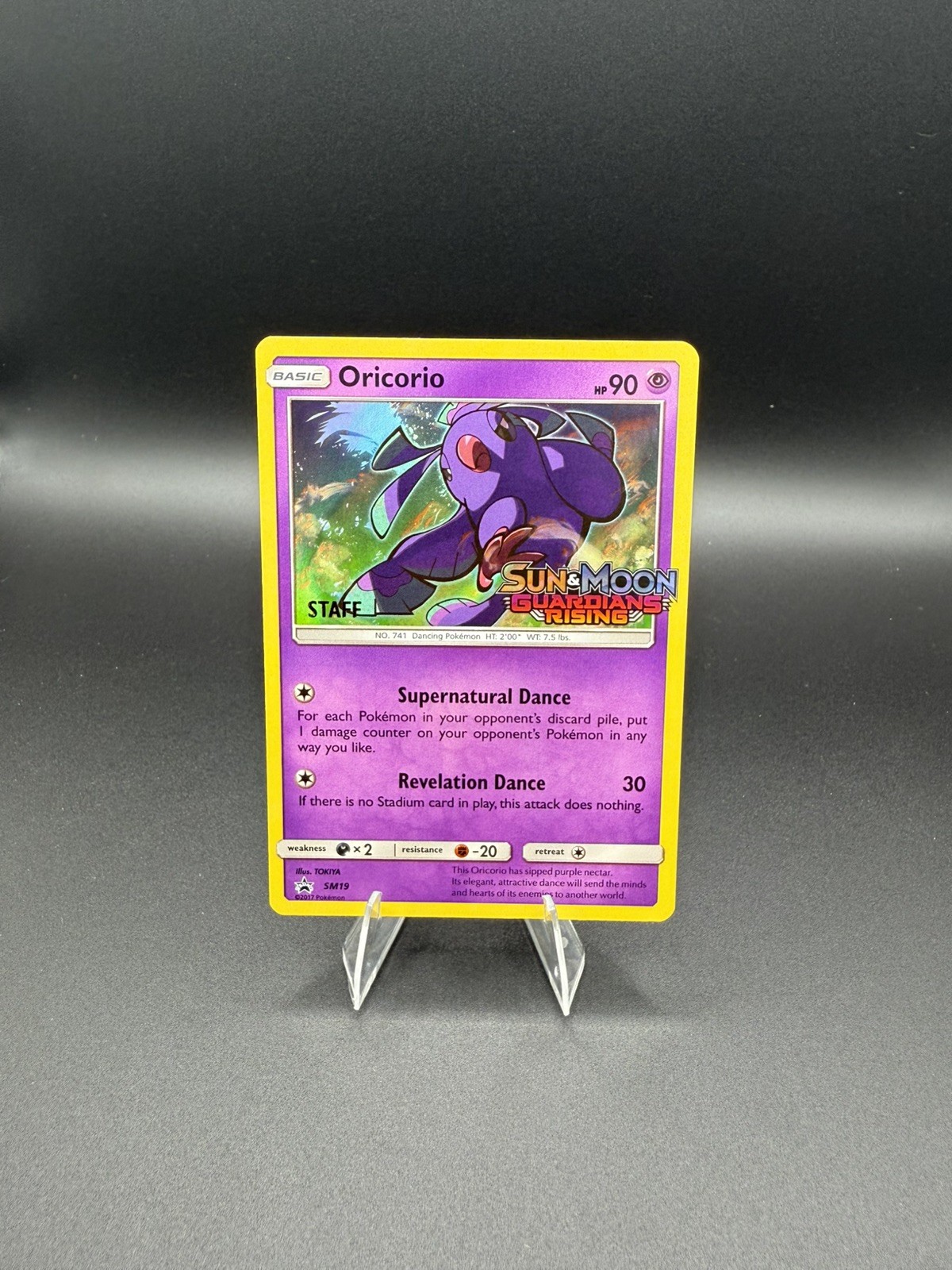 Oricorio SM19 Guardians Rising STAFF Prerelease Holo Rare Promo Pokemon Card