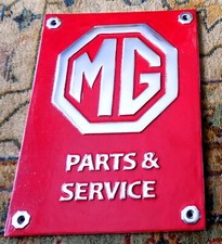 CAST POLISHED ALUMINIUM " MG PARTS & SERVICE " COLOUR SIGN OR PLAQUE