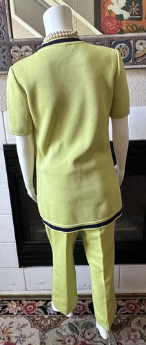 VTG Rare~1960s Lime Green/Navy Mod Jacket W/ Skirt And Pants Sz 8/Sm/M - Picture 21 of 24