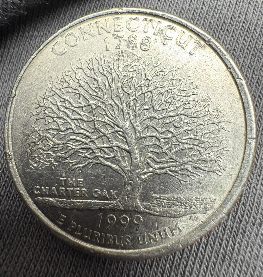 1999 P Connecticut State Quarter Error Coin Obverse And Reverse You Grade  - Image 2 of 4