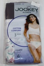New 3pk JOCKEY covered waistband 100 cotton BIKINI LILAC WHITE STRIPES PURPLE M