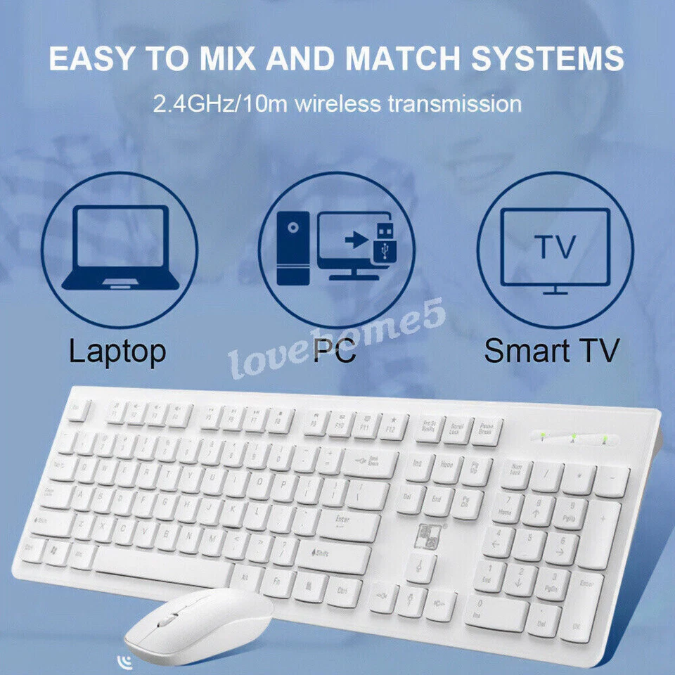 Wireless 2.4GHZ Slim Keyboard and Cordless Optical Mouse Combo For Laptop PC - Image 3 of 4