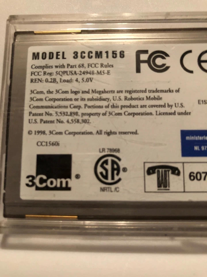 3Com Megahertz PCMCIA 56k Global Modem PC Card 3CCM156 - Image 3 of 4