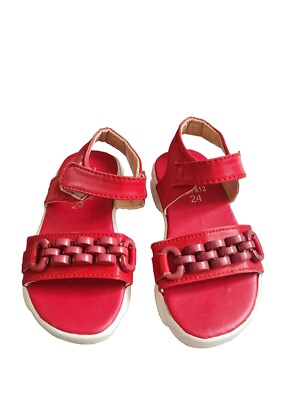 Stylo Rot Lässig Mädchen-Sandale Schuhe mit Schmuck Applikation Neu Gr 24