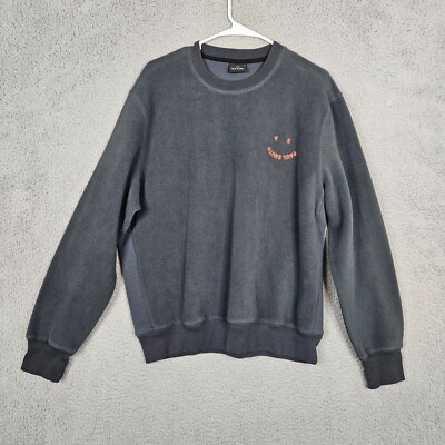 PS Pauli Smith Men's Gray Logo-Print Crew Neck Fleece Sweatshirt Sz L