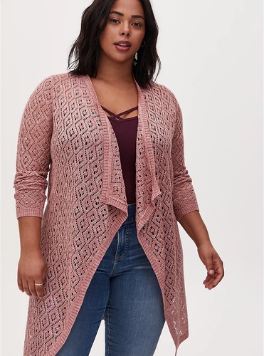 L/12 Mauve Pink Diamond Pointelle Drape 