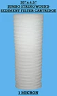 20" x 4.5" Jumbo Wound Sediment Filter Cartridge 1Mic  Well Water ,WVO 1 Micron