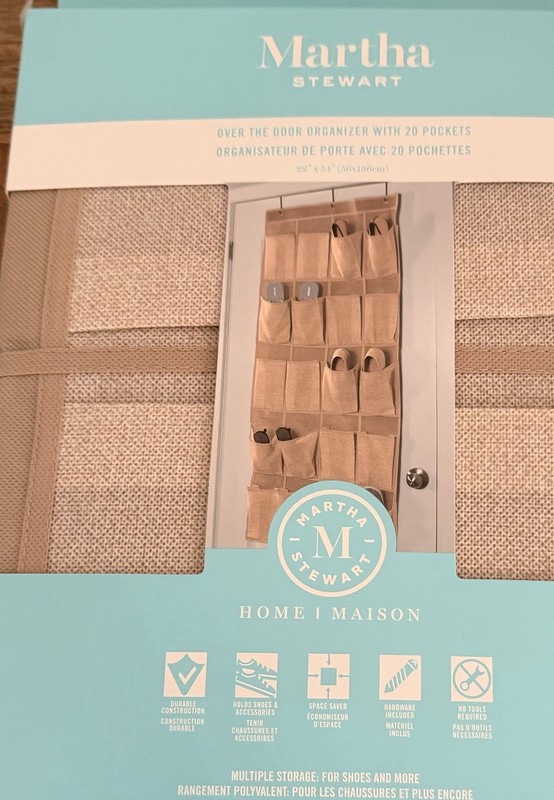 Martha Stewart Over The Door Organizer Hanging Storage With 20 Pockets NWT