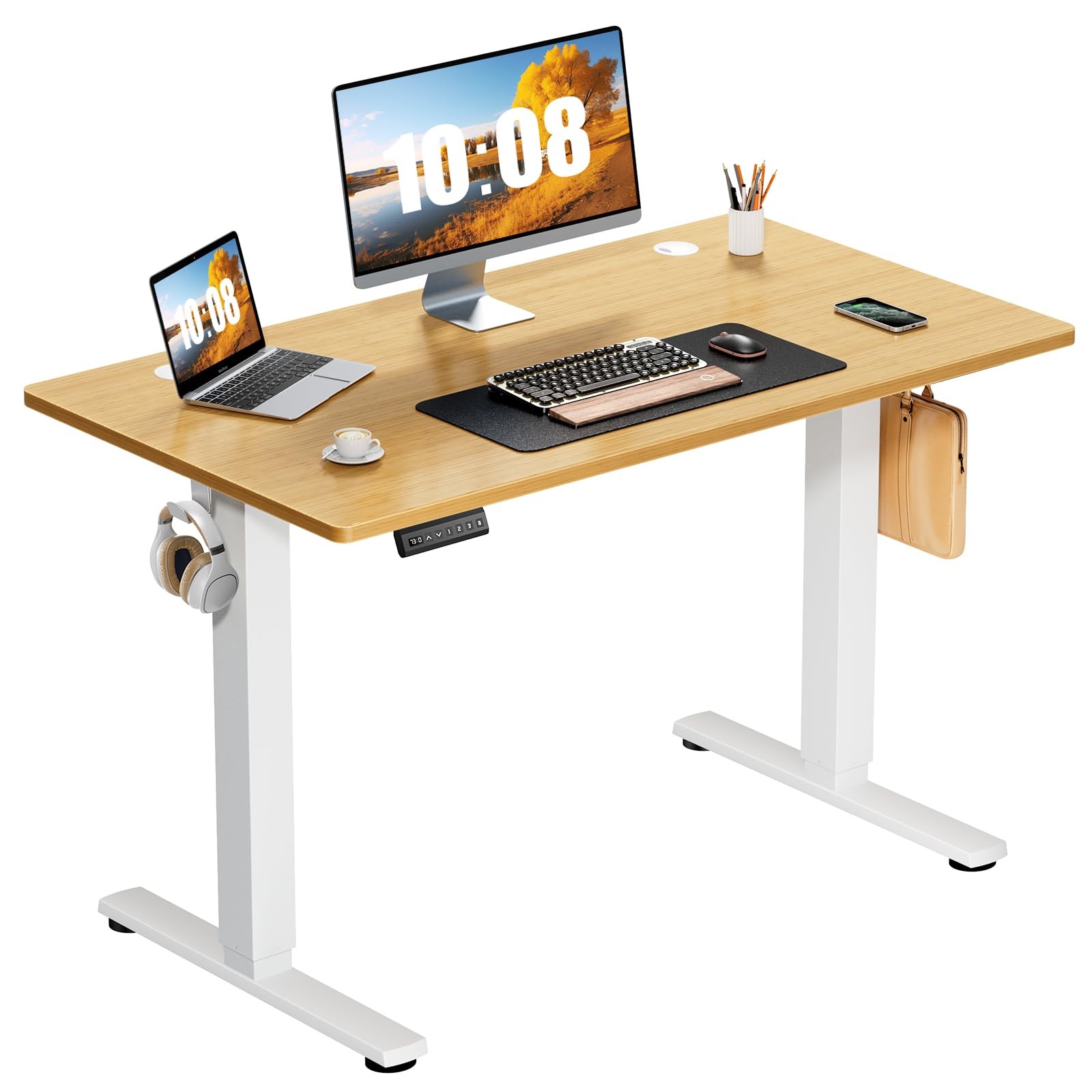 Electric Standing Desk Adjustable Height, 40x24 Inch Sit Stand Up Home Office...-image