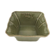 crate and barrel arenito stoneware square dish moss green 4.75" portugal