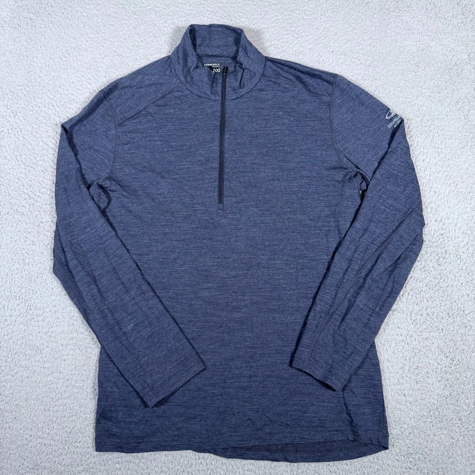 Icebreaker Shirt Mens Large Merino Wool 200 Bodyfit Base Layer 1/4 Zip *Holes