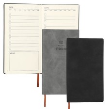 2Pcs to Do Notebook, A6 6.8 x 3.7" Daily Planner Notebook, Black/Grey