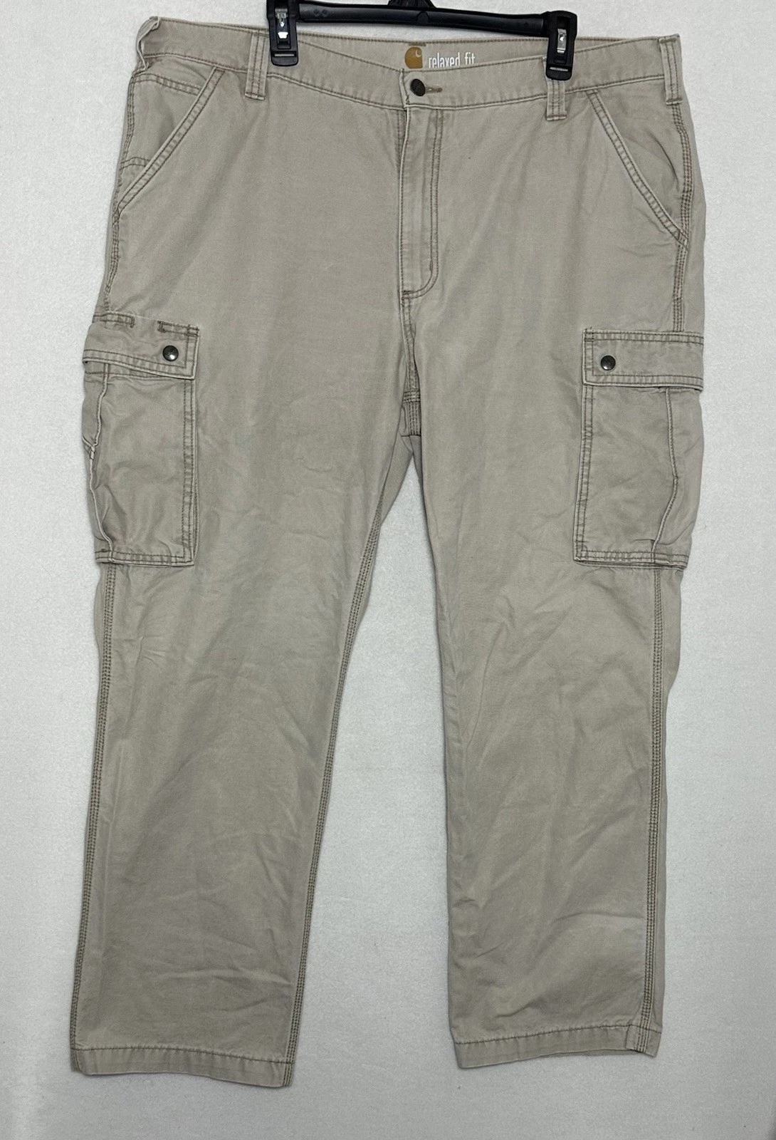 Carhartt mens relaxed fit 42x30.5 tan cargo pants casual Grunge Workwear