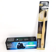 Brush Buddies Herbal Charcoal Mint Toothpaste & Bamboo Charcoal Toothbrush Set