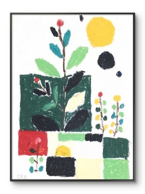 Abstract Geometric Blocks Modern Geometric Grid Garden Original 11 by 14 Canvas