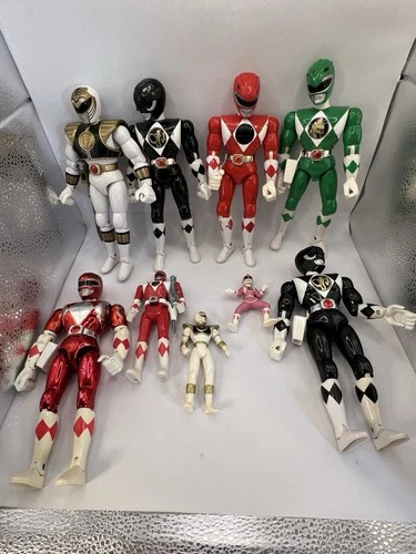 Lot 9 Bandai Mighty Morphin Power Rangers Figures Vintage White Red Green 1993