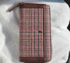 Joules Women's Fulbrook Tweed Zip Around Purse Pink Wool Blend Wallet BNWT