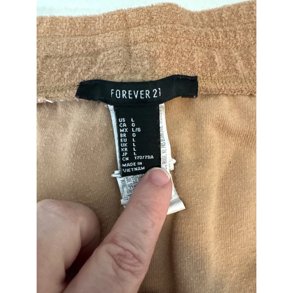 Pantalones Cortos FOREVER 21 Mujer Talla L Tostado Terry Paño Y2K Retro Cordón Cintura Salón Foto 4 de 4