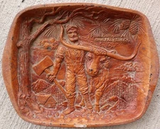 Vintage Bloom Bros. Co. Paul Bunyan & Babe Blue Ox Platter / Tray 1959 Plastic G