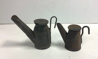 Lot of 2 Miner's Oil Wick Cap Lamps One is from Shamokin Pa.