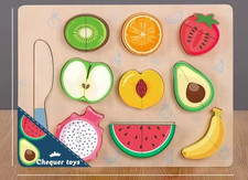 Montessori Wooden Food Cutting Board - Fruits