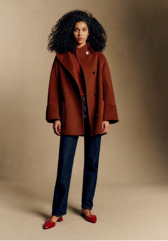 NEW NWT Sezane Rafael Coat Sz 6 US, 38 Eur Rust