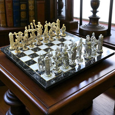 Image of Vintage Mythology Chess Set | Handcrafted Wooden Board | Collector’s...