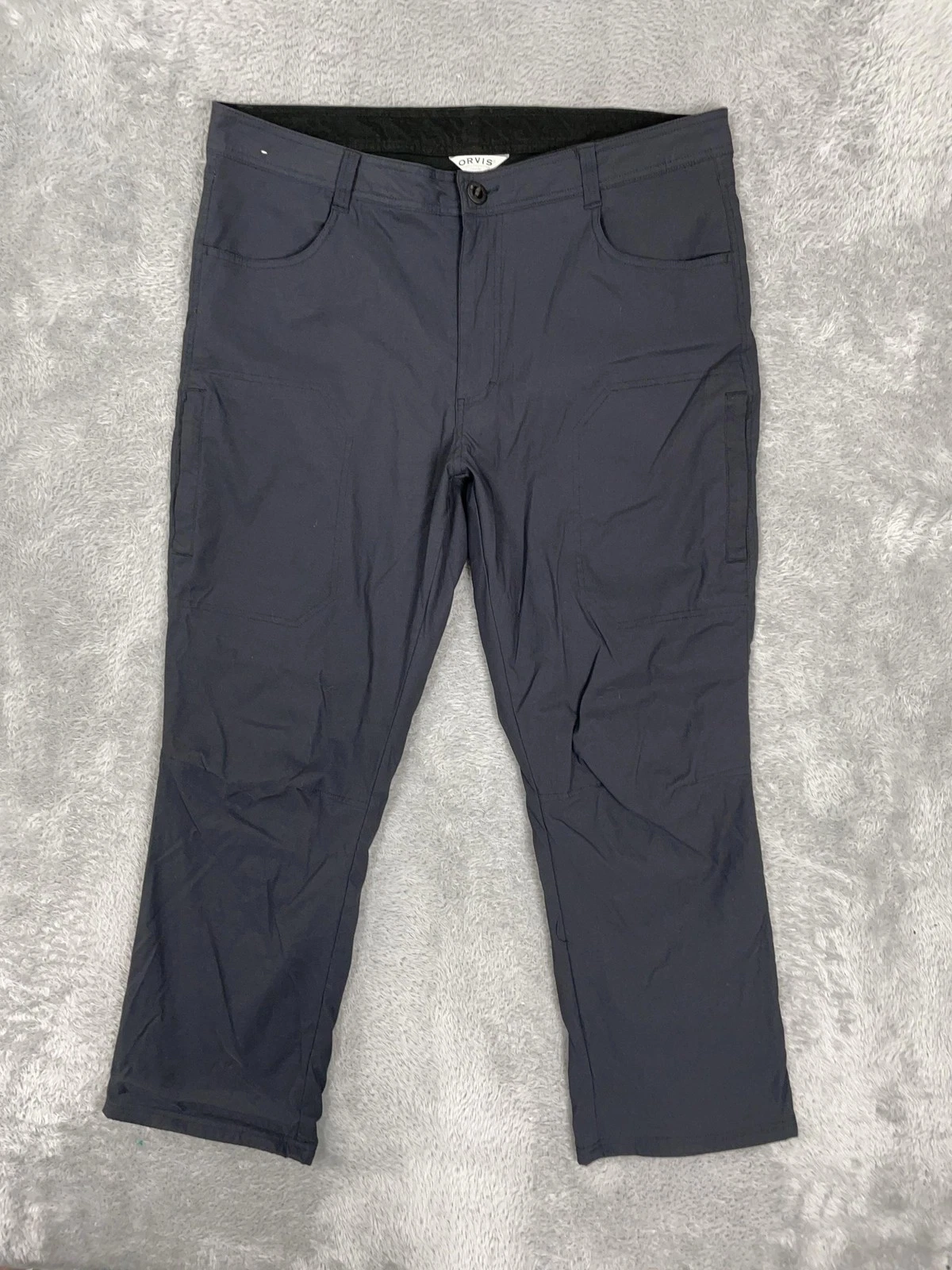 Orvis Pants Mens 38x29 Gray Fleece Lined Softshell Hiking Outdoor Winter Stretch