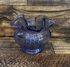 VINTAGE FENTON LAVENDER RUFFLED GLASS VASE DISH BOWL 3 1/2” MCM